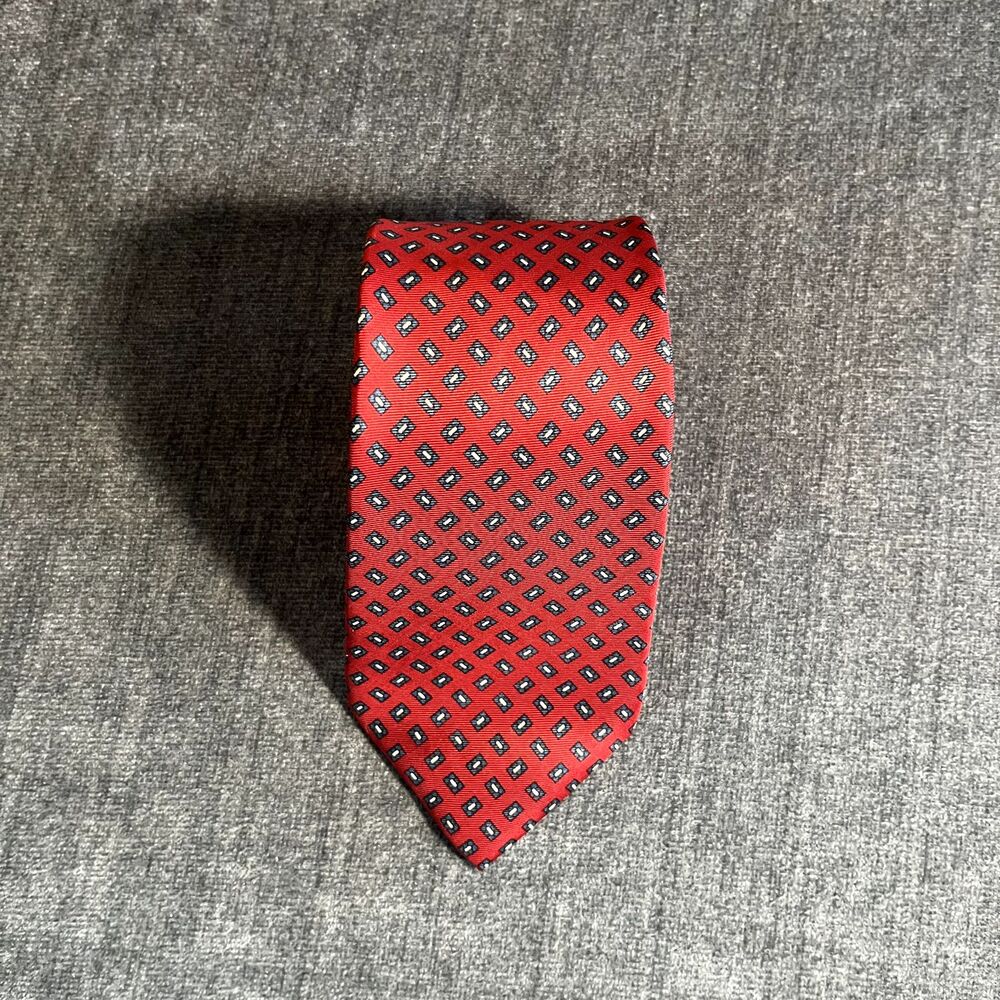 Vintage Liverty of London by Elerkley Silk Tie Red Geometric Foulard Diamond